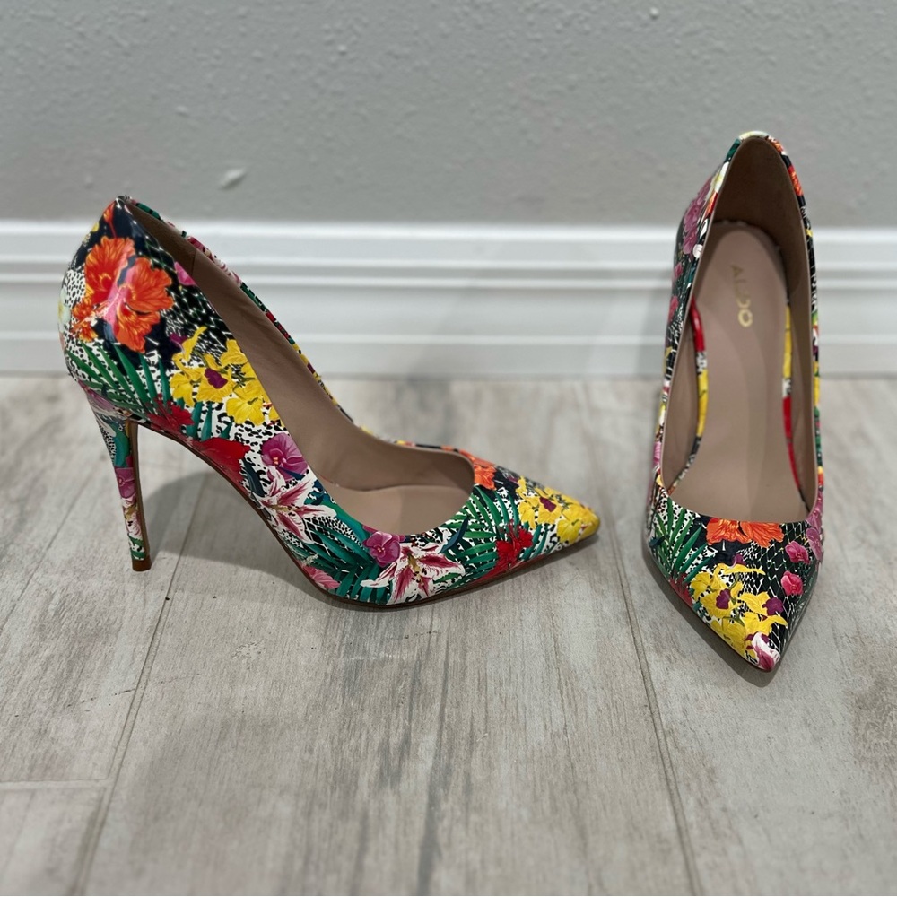 ALDO Stessy 2.0 Floral Pointed Toe Stiletto Pumps 7.5 NEW!